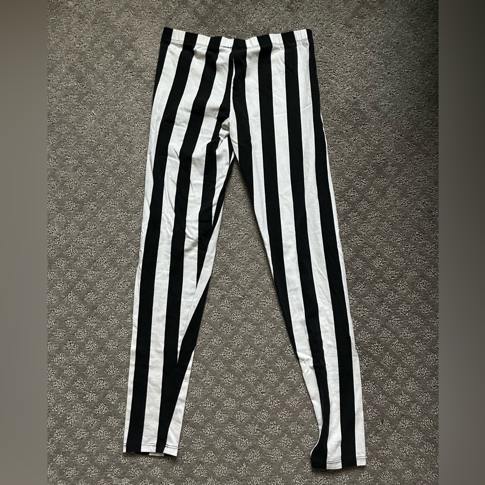 Beetlejuice Beetlejuice Beetlejuice! Black and white striped leggings